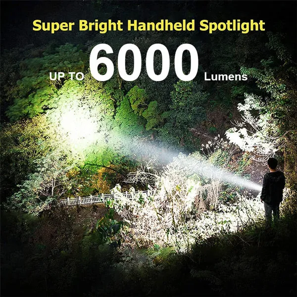 6000 Lumens LED Rechargeable Spotlight Flashlight