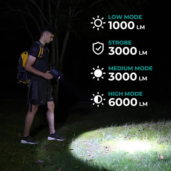 6000 Lumens LED Rechargeable Spotlight Flashlight