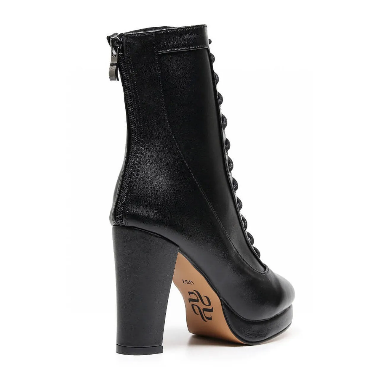 Aadijay Latin Dance Shoes - Black Vegan Leather Lace Up Platform Boot (Rubber Sole).
