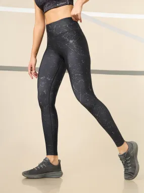 Absolute Fit Black Marble All Over Print Tights