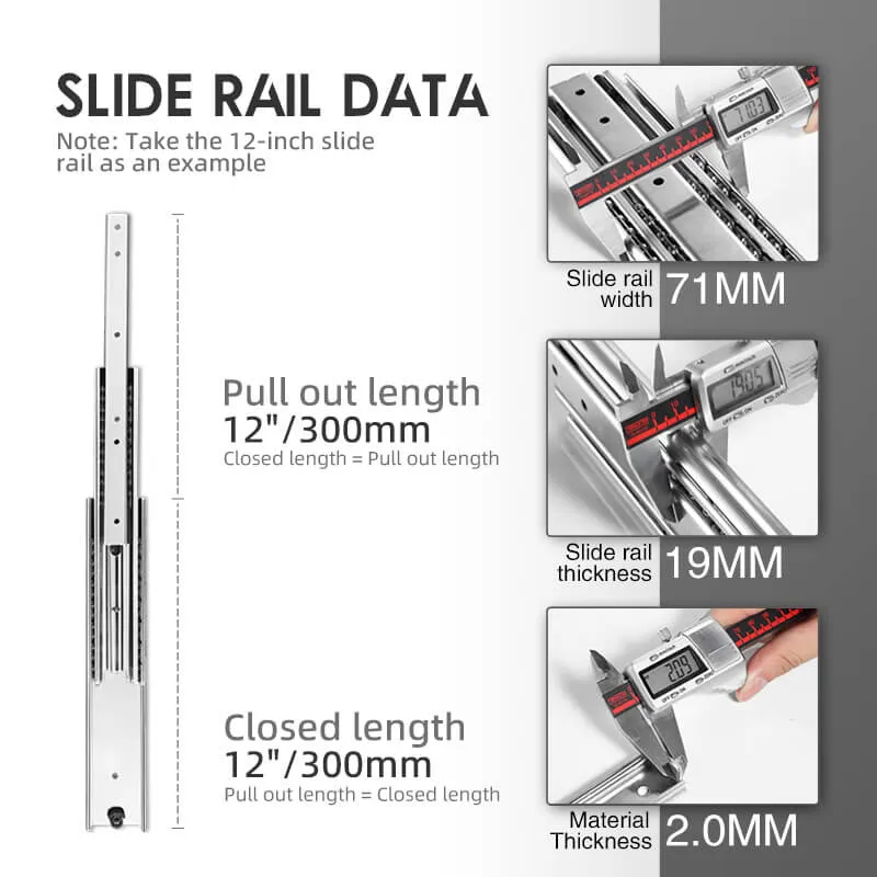 AOLISHENG Load Capacity 150Kg Heavy Duty Side Mounted Drawer Runners A2071, 1 Pair