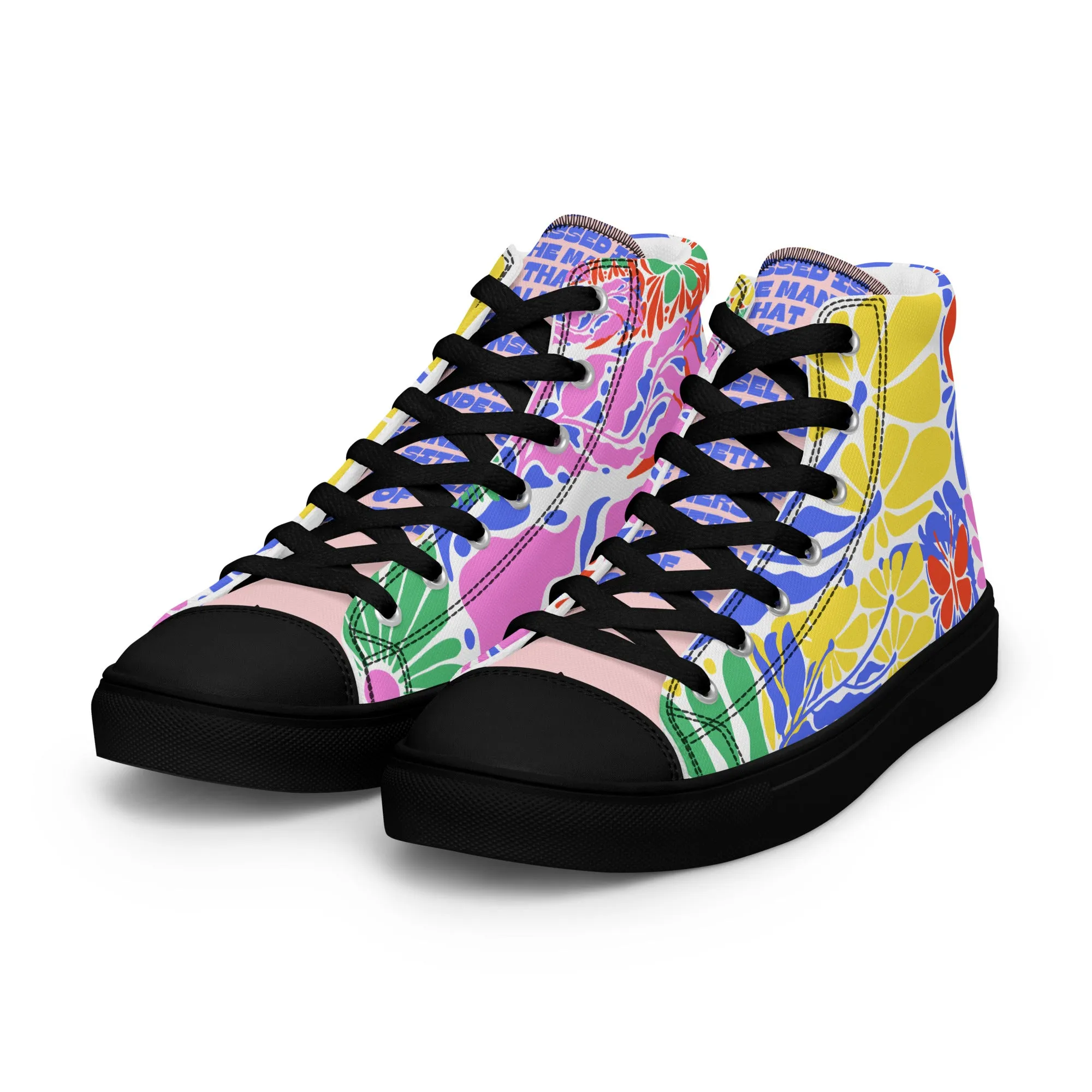Blessed Is the Man – Psalm 1:1, Men’s high top canvas shoes