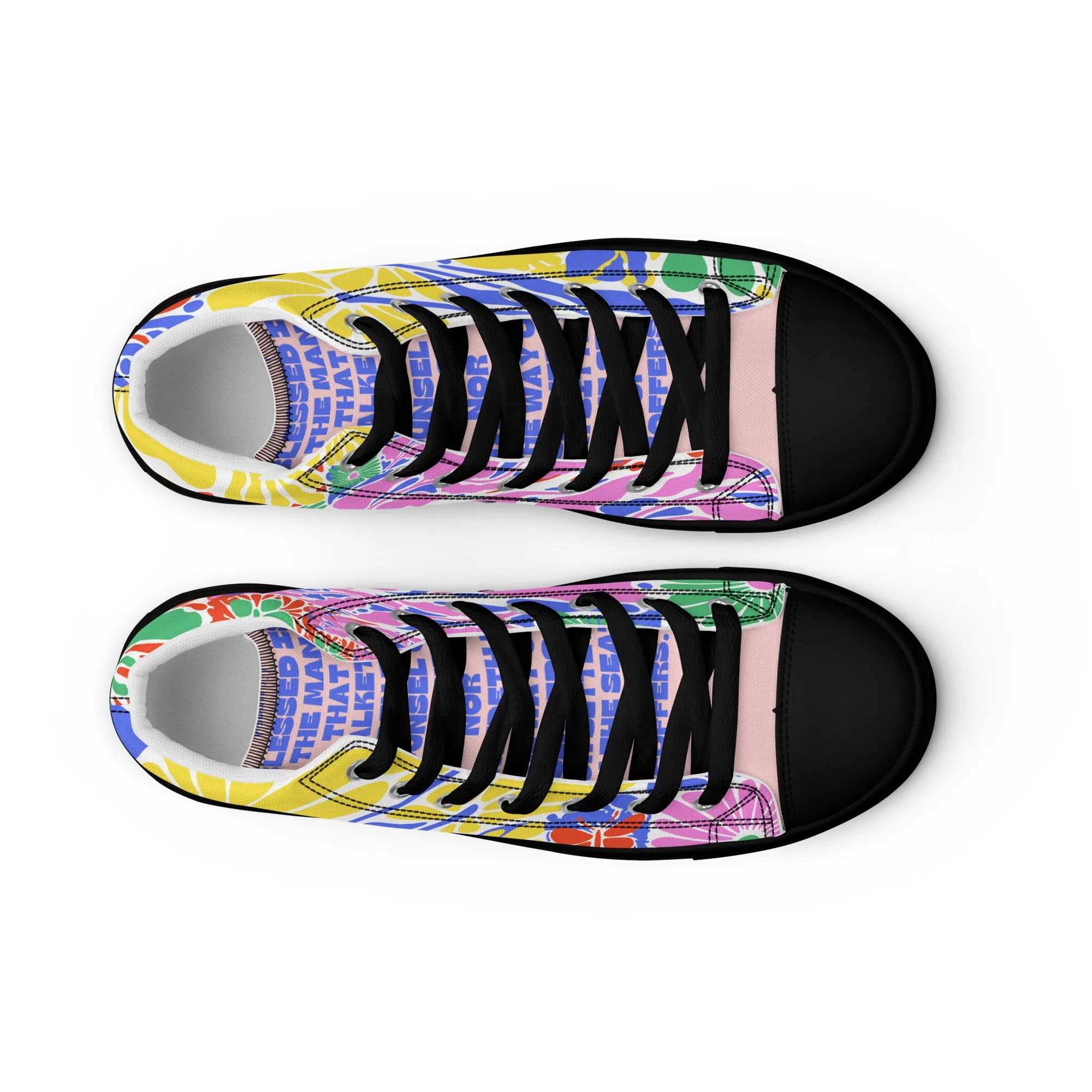 Blessed Is the Man – Psalm 1:1, Men’s high top canvas shoes