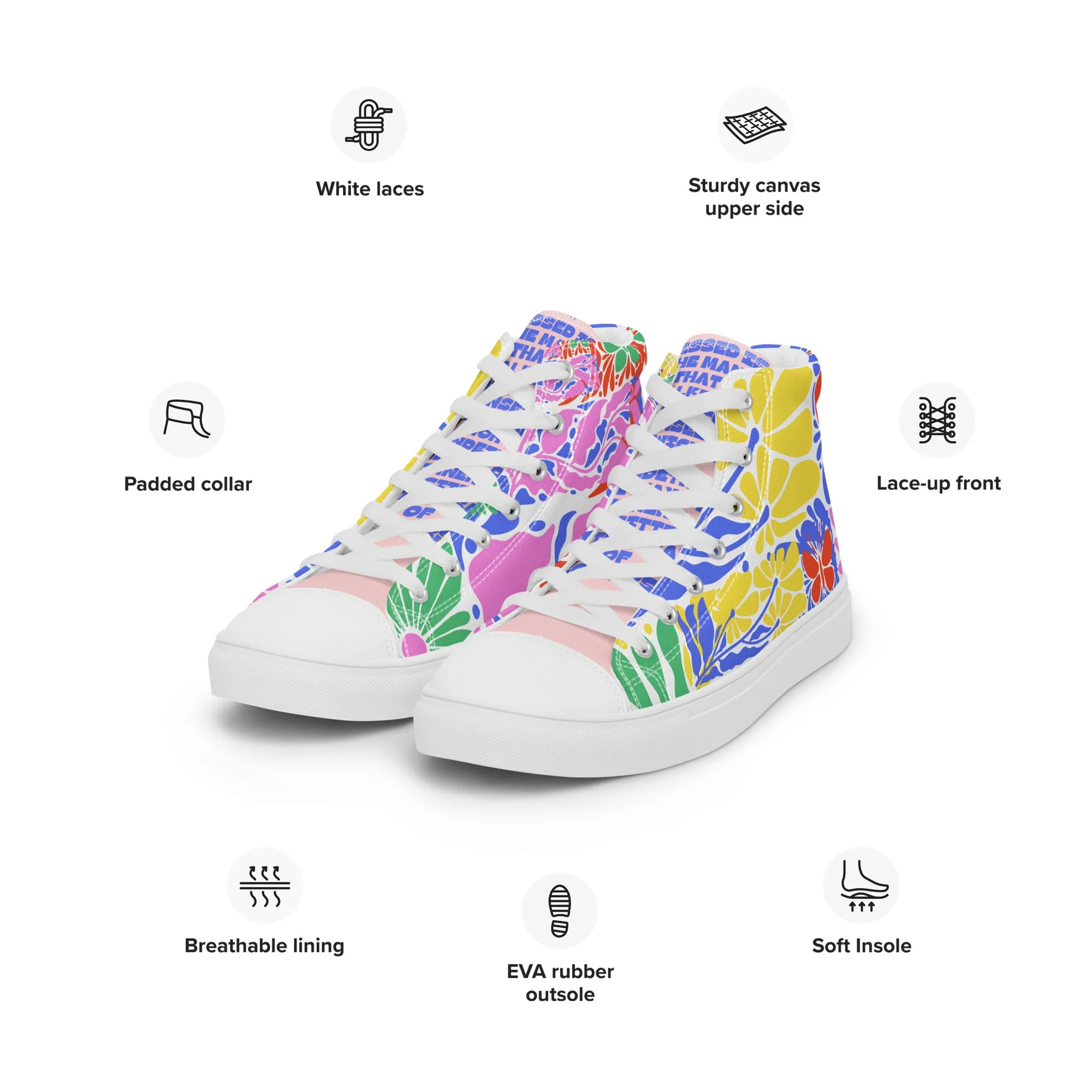 Blessed Is the Man – Psalm 1:1, Men’s high top canvas shoes