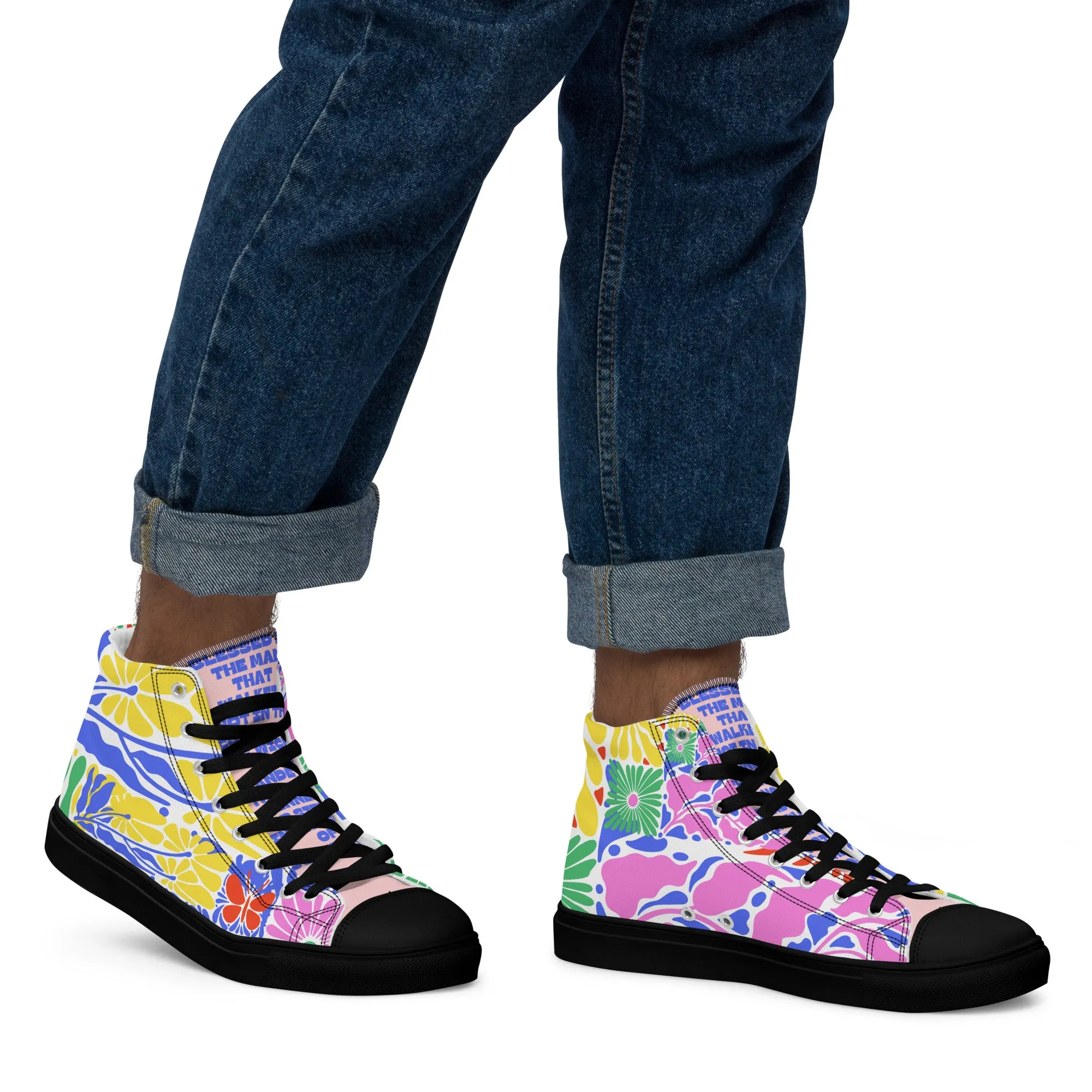 Blessed Is the Man – Psalm 1:1, Men’s high top canvas shoes