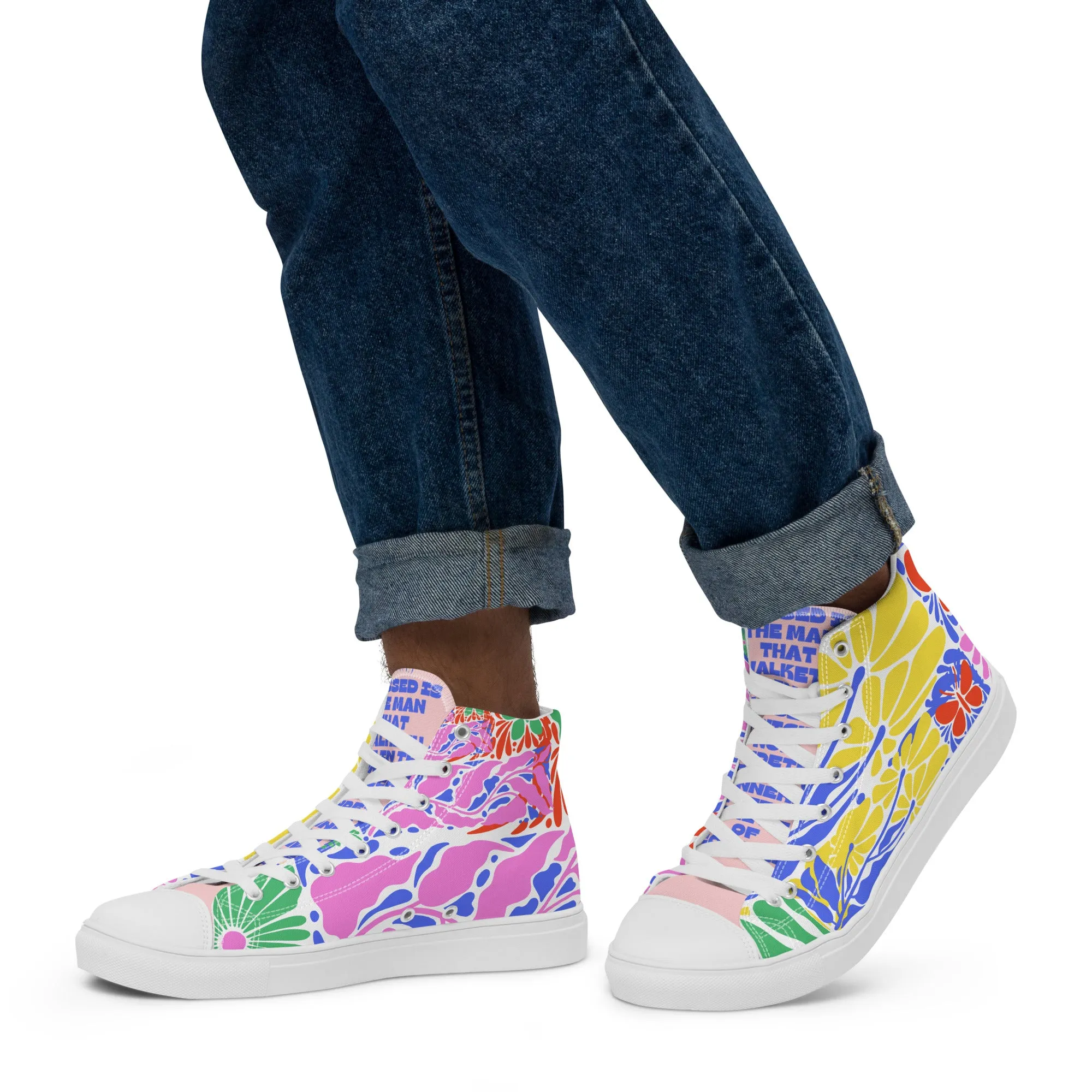 Blessed Is the Man – Psalm 1:1, Men’s high top canvas shoes