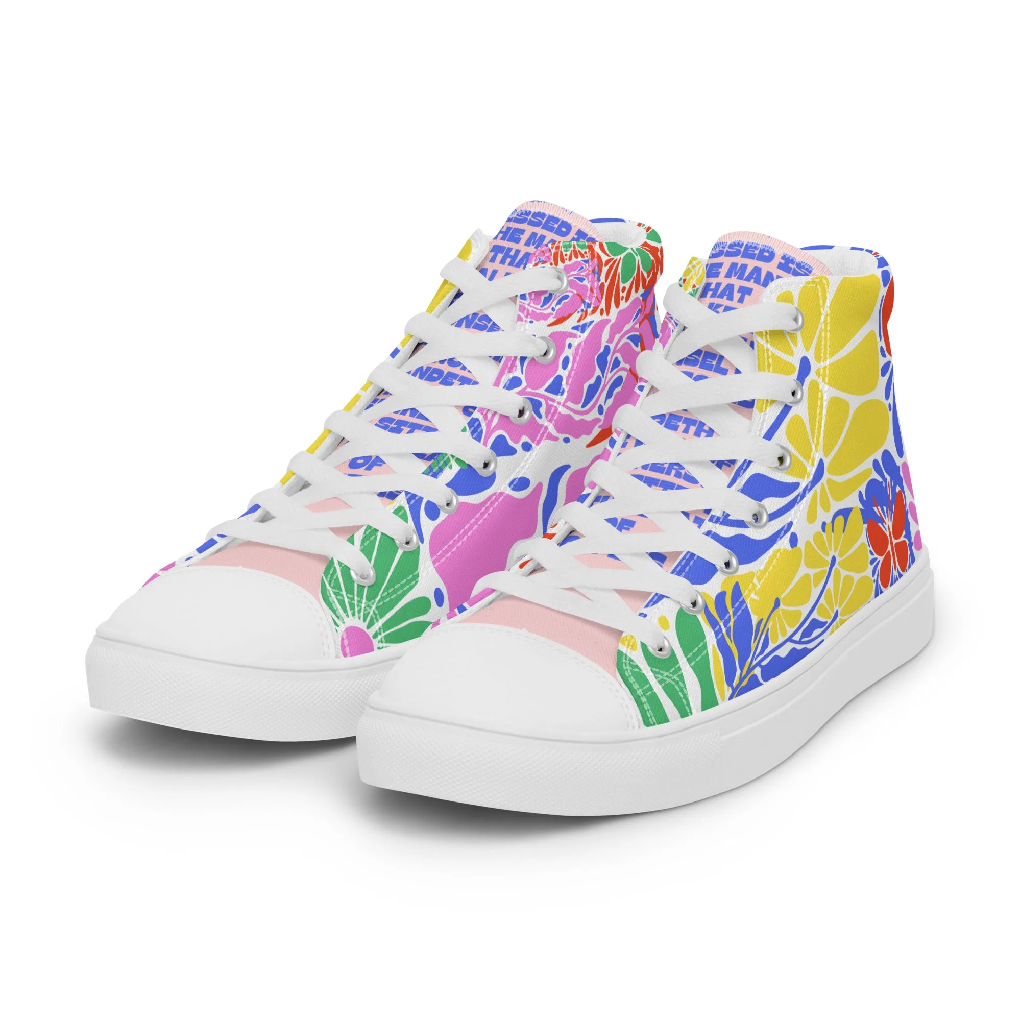 Blessed Is the Man – Psalm 1:1, Men’s high top canvas shoes