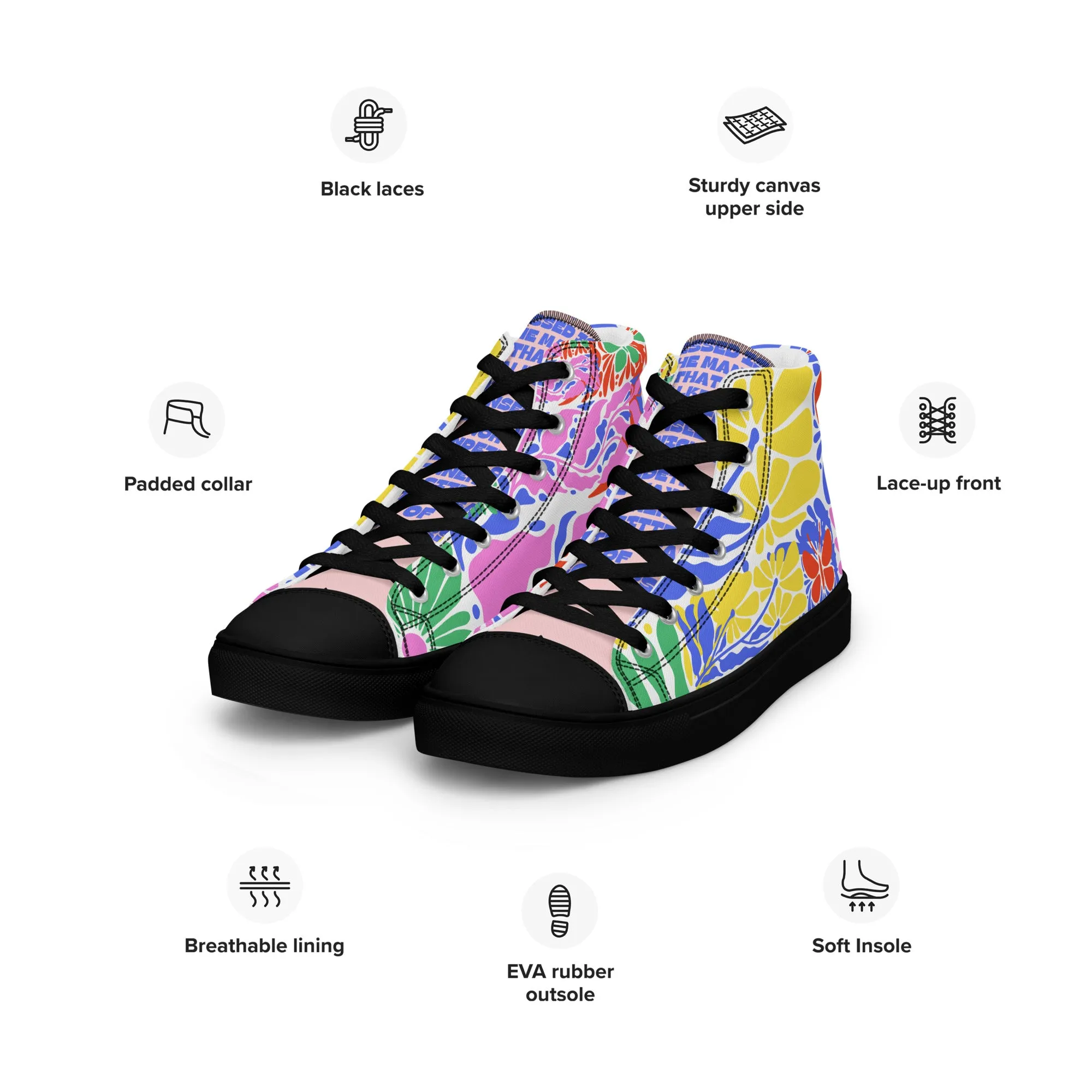 Blessed Is the Man – Psalm 1:1, Men’s high top canvas shoes