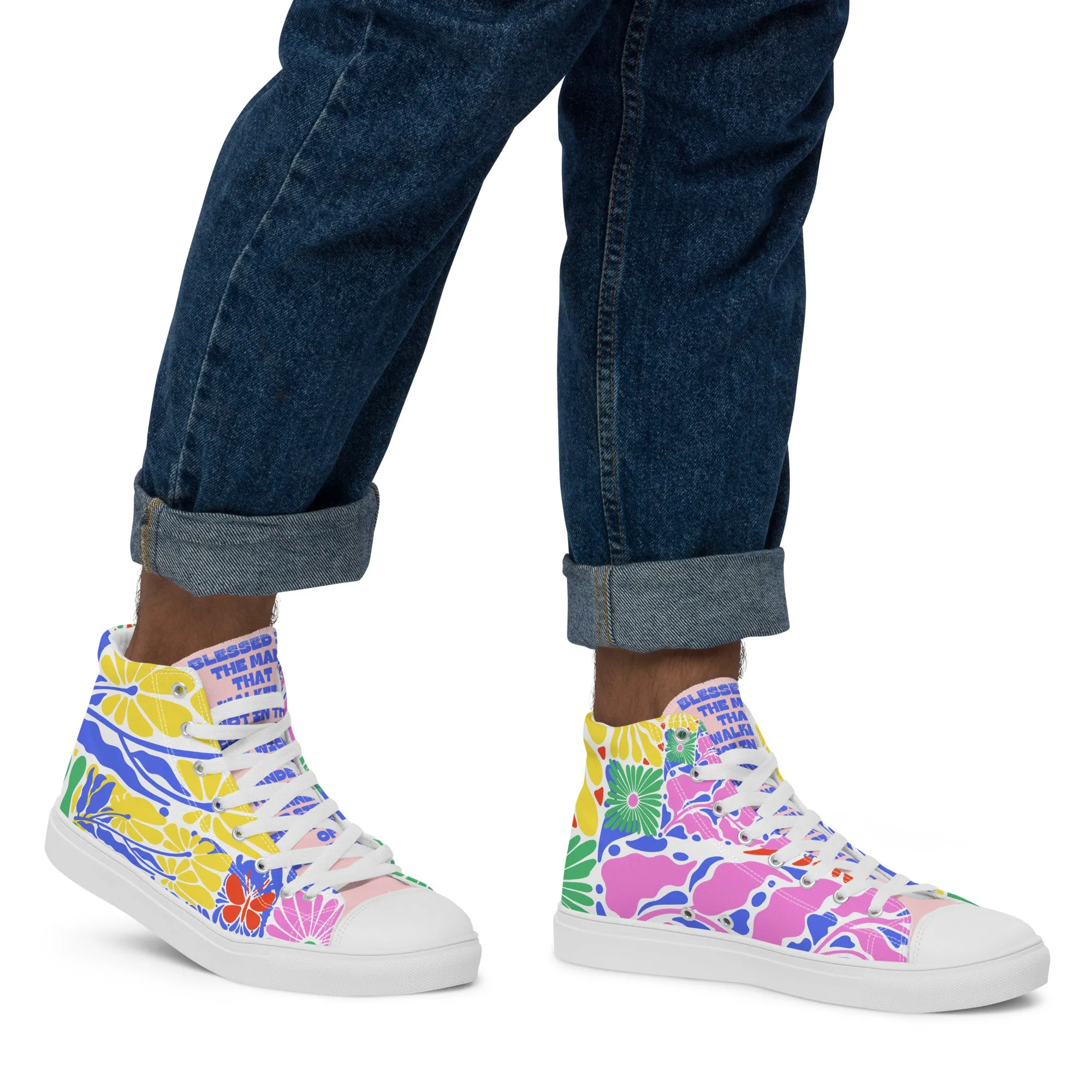 Blessed Is the Man – Psalm 1:1, Men’s high top canvas shoes