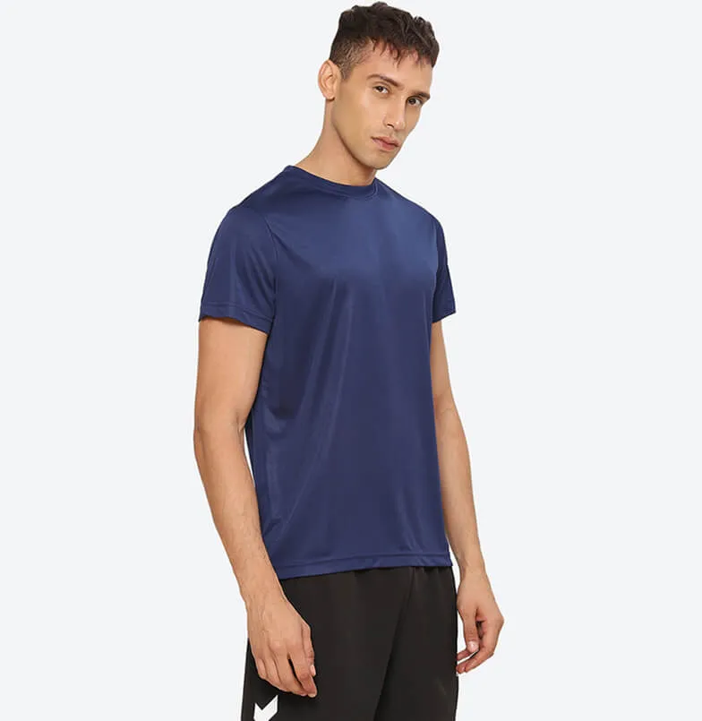 Budoc Round Neck Half Sleeve Solid Regular fit Polyester T-shirt for Men Comfortable Breathable Fabric Stretchable for Everyday Use Ideal for Yoga Training Gym Running or Performance