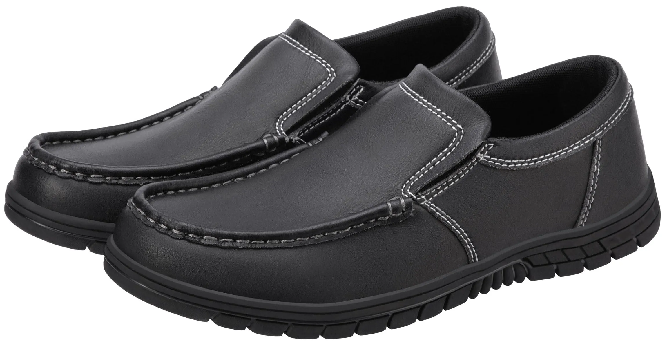 CAMEL CROWN Mens Slip On Loafers Comfortabl Walking Shoes Casual Moc Toe Lightweight Loafer Lace Up Office Dress Shoes Black 10