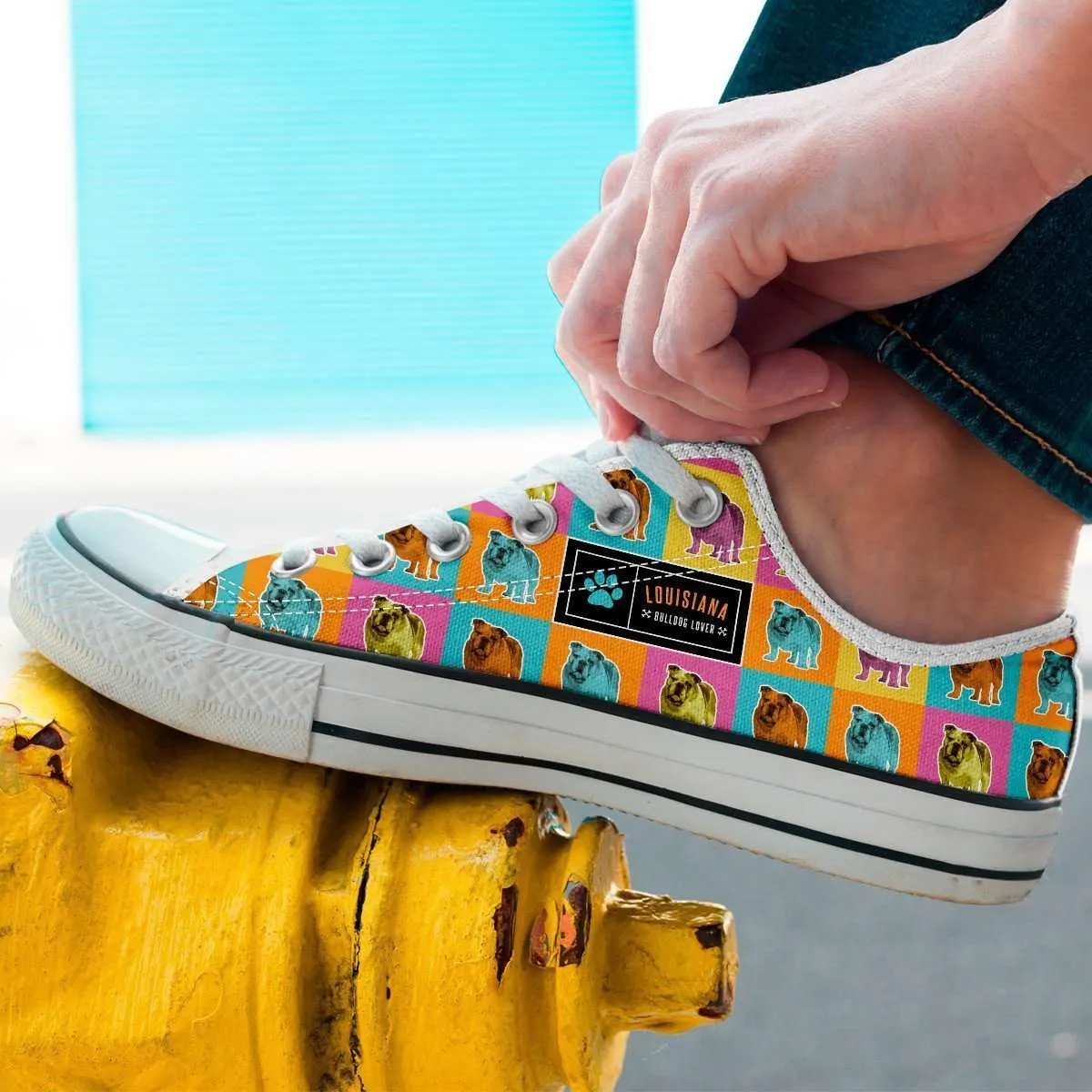 Colorful Bulldog Classic Canvas Tennis Shoes