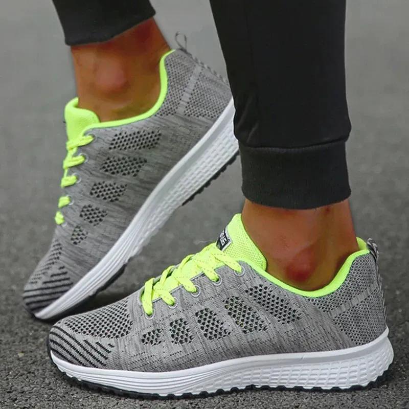 Damers Andningsbara Mesh Tyg Snörade Sneakers