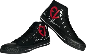 Frantz Lamour Signature Classic Women's High Top Canvas Lace Up Casual Walking Shoes - Black & Red