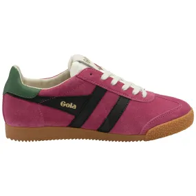 Gola Elan Ladies Fuchsia/Black/Evergreen Leather Lace Up Trainers