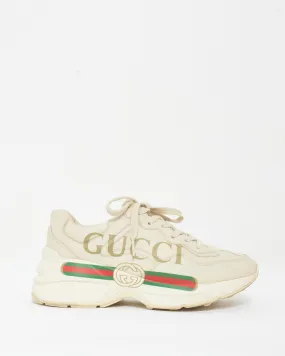 Gucci Beige Leather Logo Rhython Chunky Dad Sneakers - 37.5