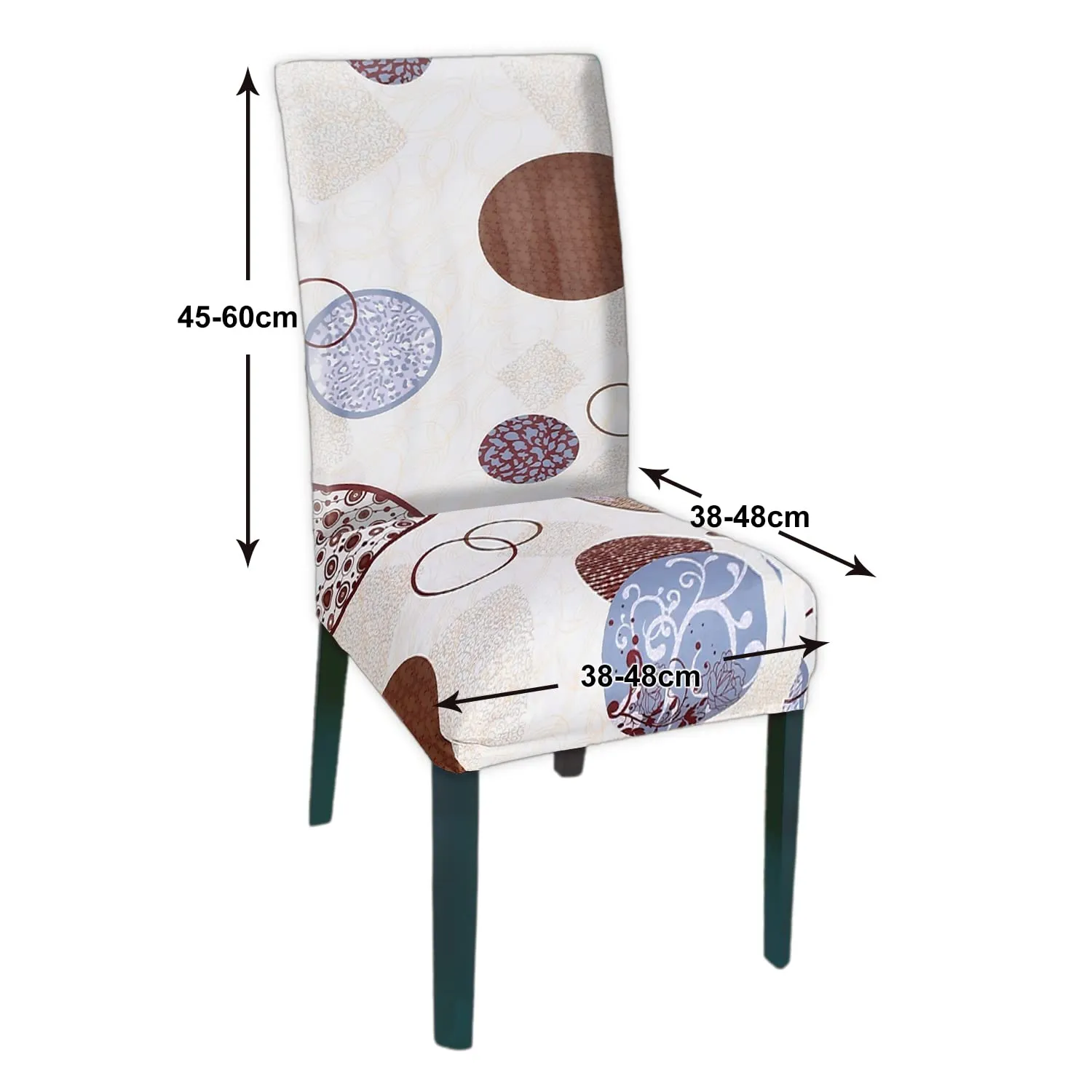 Heart Home Circle Printed Elastic Stretchable Polyster Chair Cover for Home, Office, Hotels, Wedding Banquet- Pack of 2 (White)-50HH0905