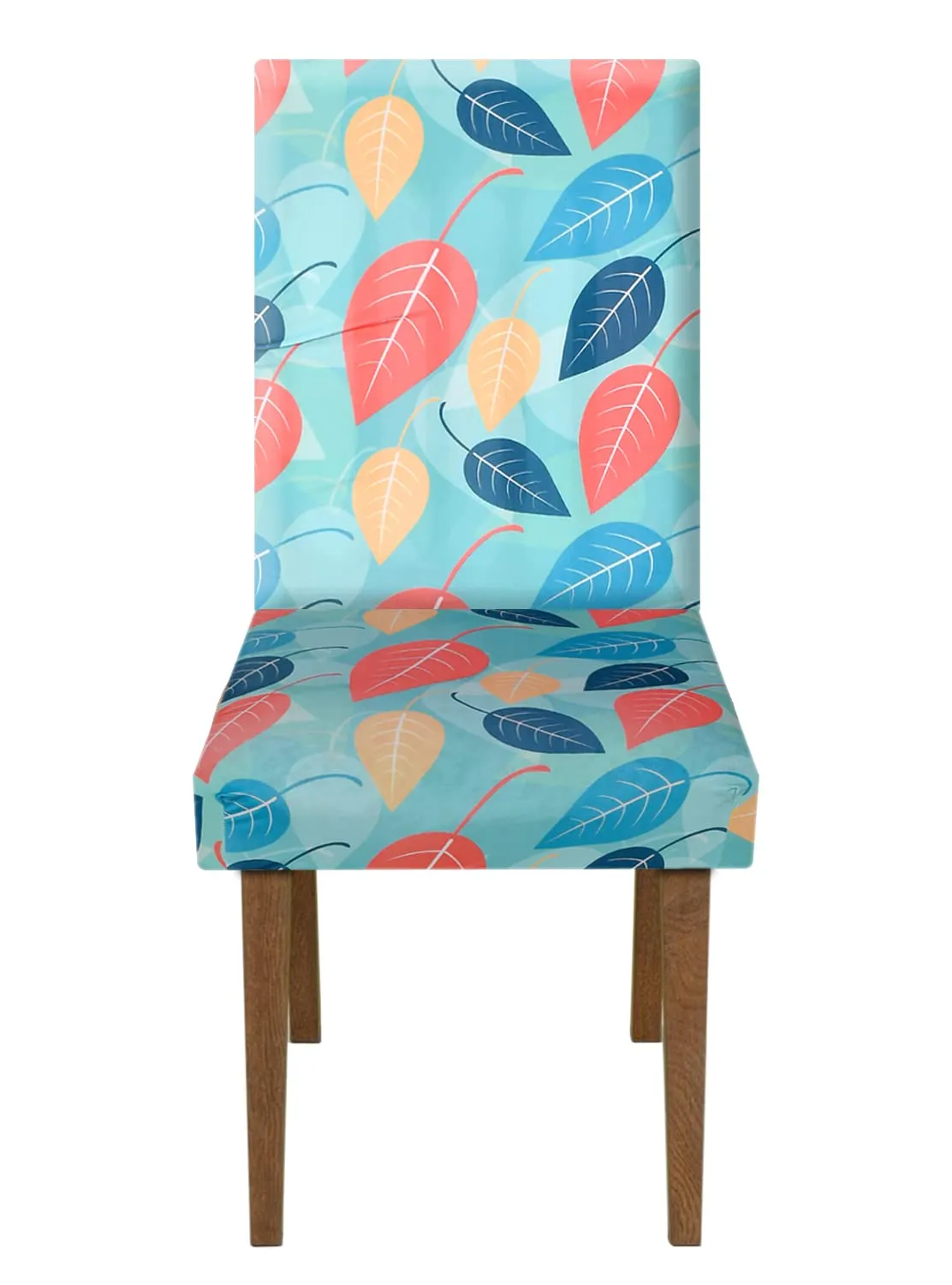 Heart Home Leaf Printed Elastic Stretchable Polyster Chair Cover for Home, Office, Hotels, Wedding Banquet- Pack of 4 (Multicolor)-50HH0891