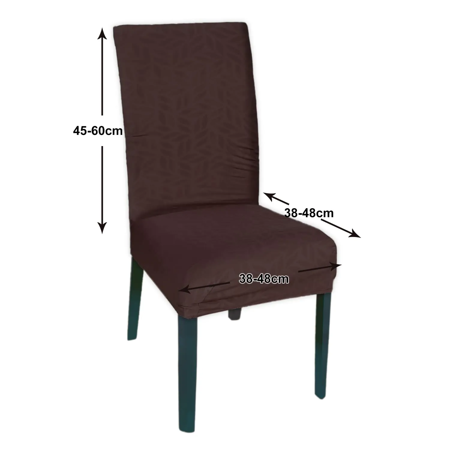 Heart Home Leaf Printed Polyester Stretchable Elastic Dining Chair Cover/Seat Slipcover/Seat Protector- Pack of 4 (Brown)-50HH01004