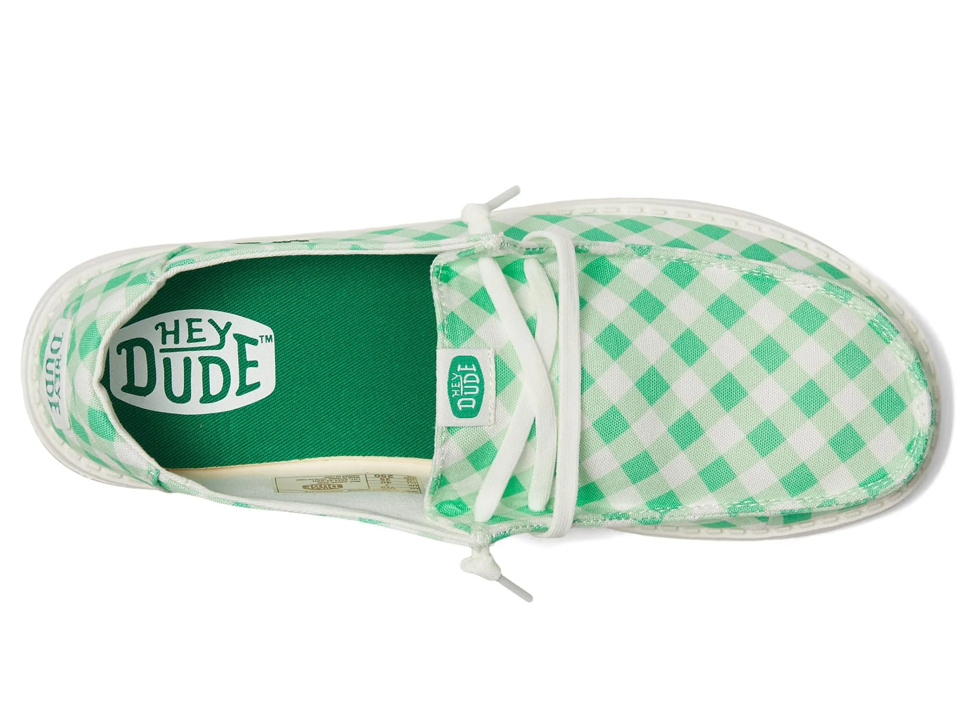 Hey Dude Womens Wendy Shamrock Gingham Green/White 9 Medium