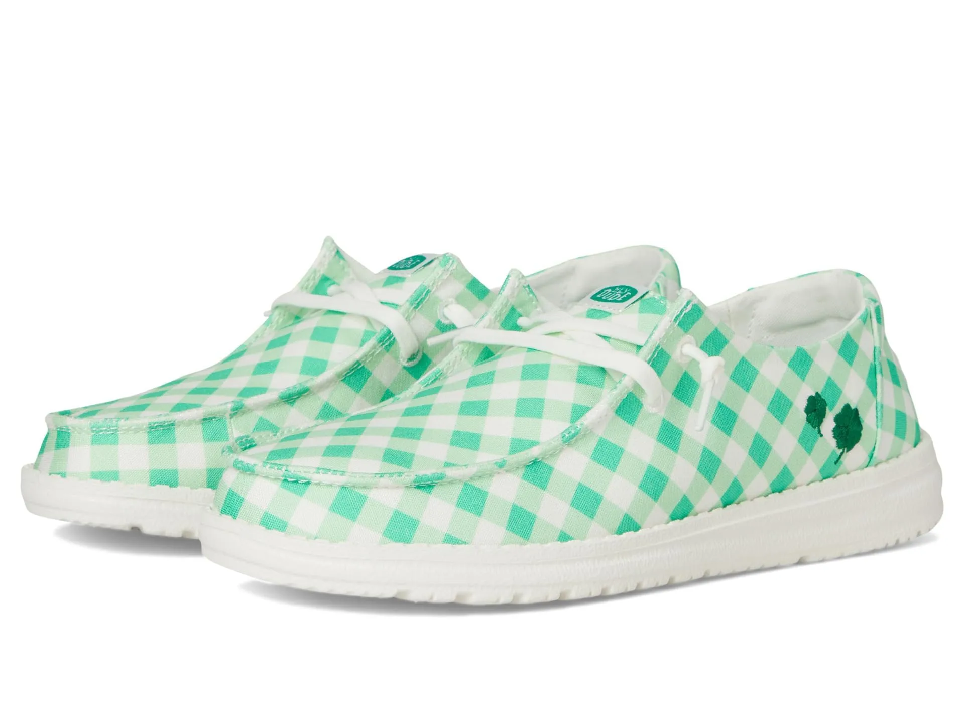 Hey Dude Womens Wendy Shamrock Gingham Green/White 9 Medium