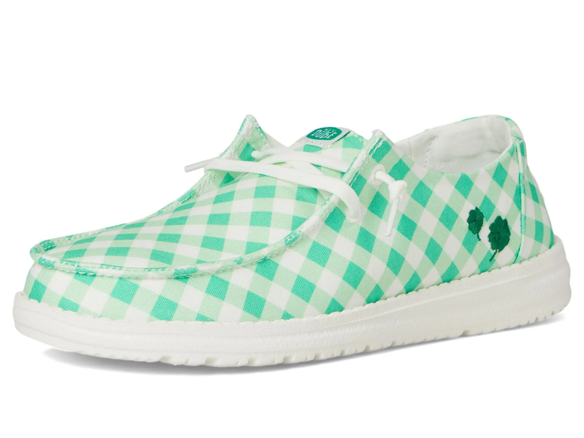 Hey Dude Womens Wendy Shamrock Gingham Green/White 9 Medium