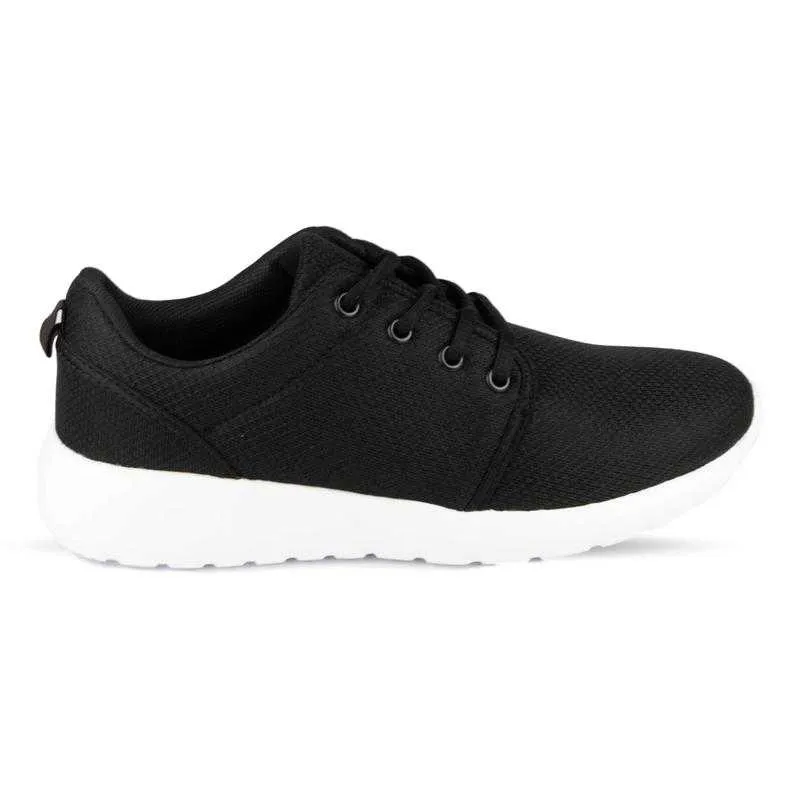 Mens Lace Up Black Memory Foam Trainer