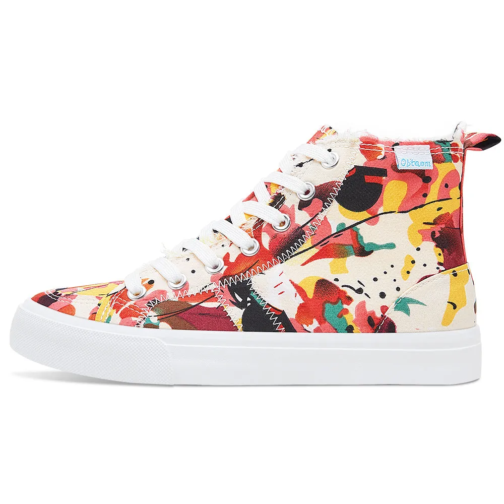 Obtaom Womens High Top Canvas Shoes Play Mid Fashion Sneaker