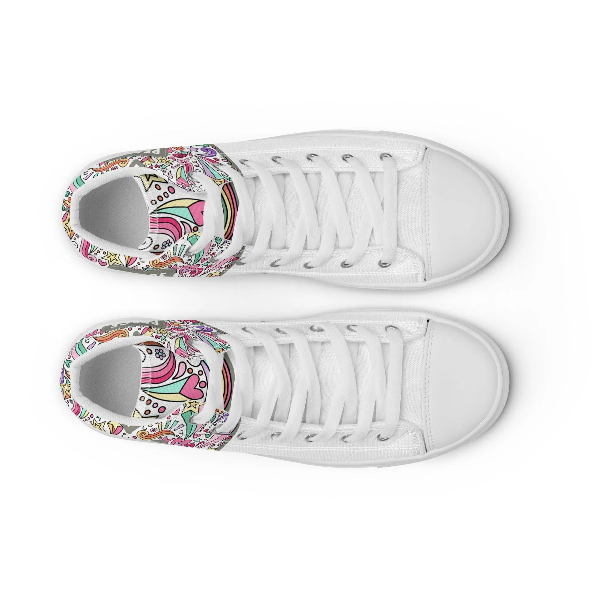 Peace, Love, Joy, Men’s high top canvas shoes