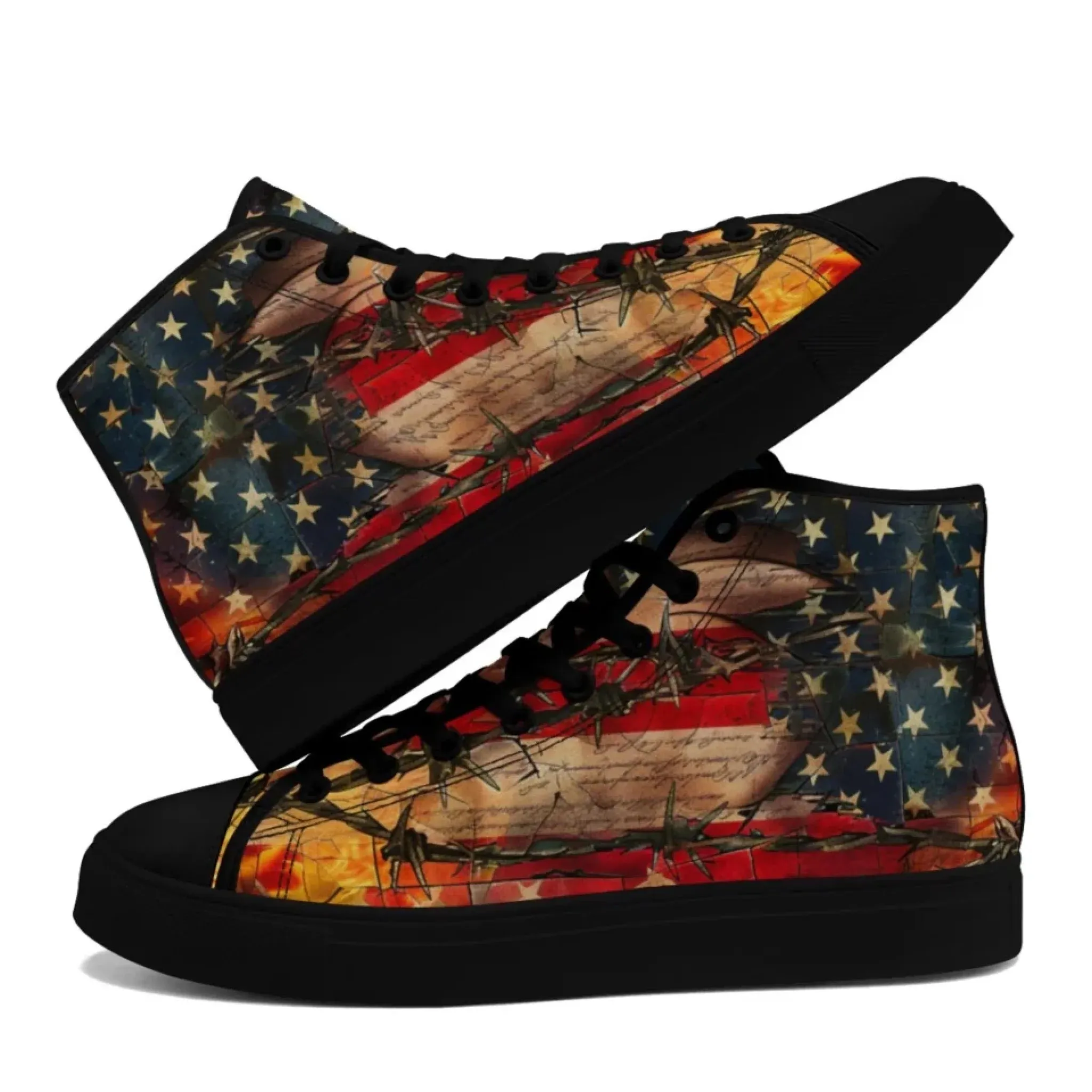 Personalized Trump Sneakers, Custom Patriotic High Top Shoes, Trendy Unisex Walking Shoes