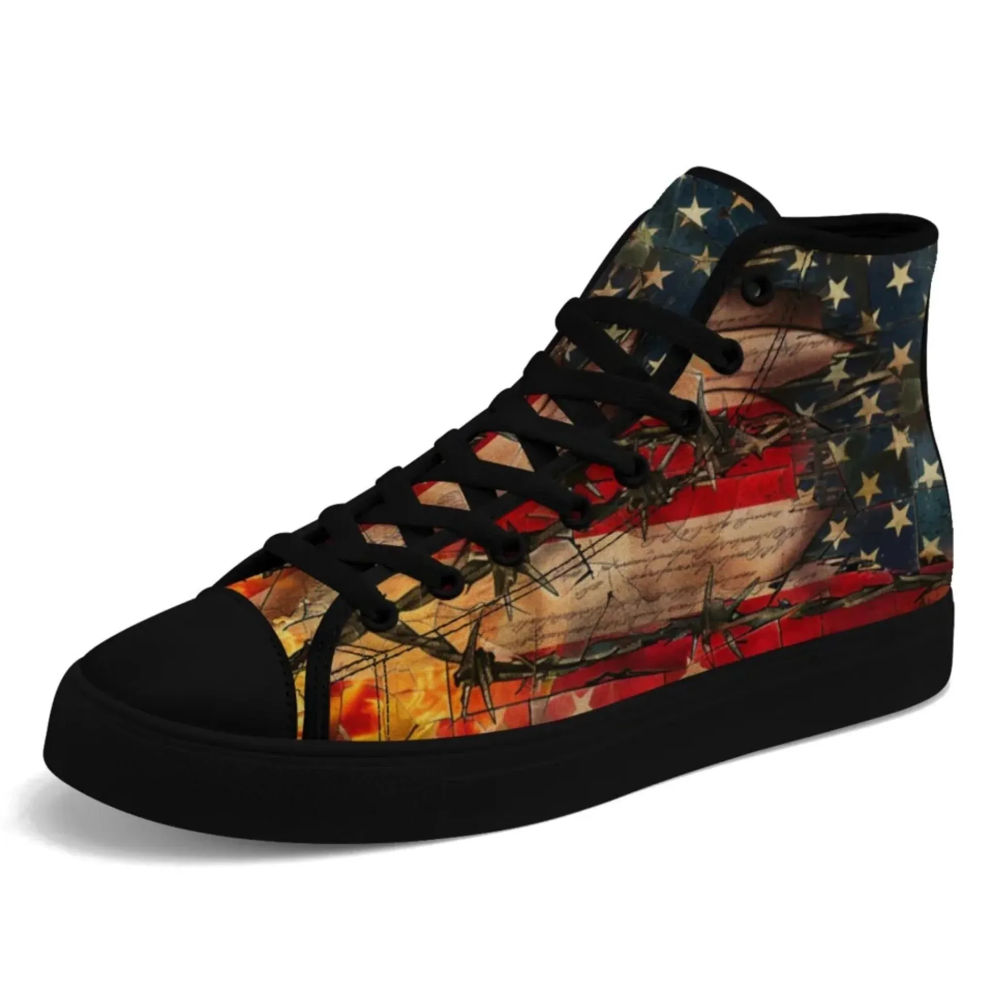 Personalized Trump Sneakers, Custom Patriotic High Top Shoes, Trendy Unisex Walking Shoes