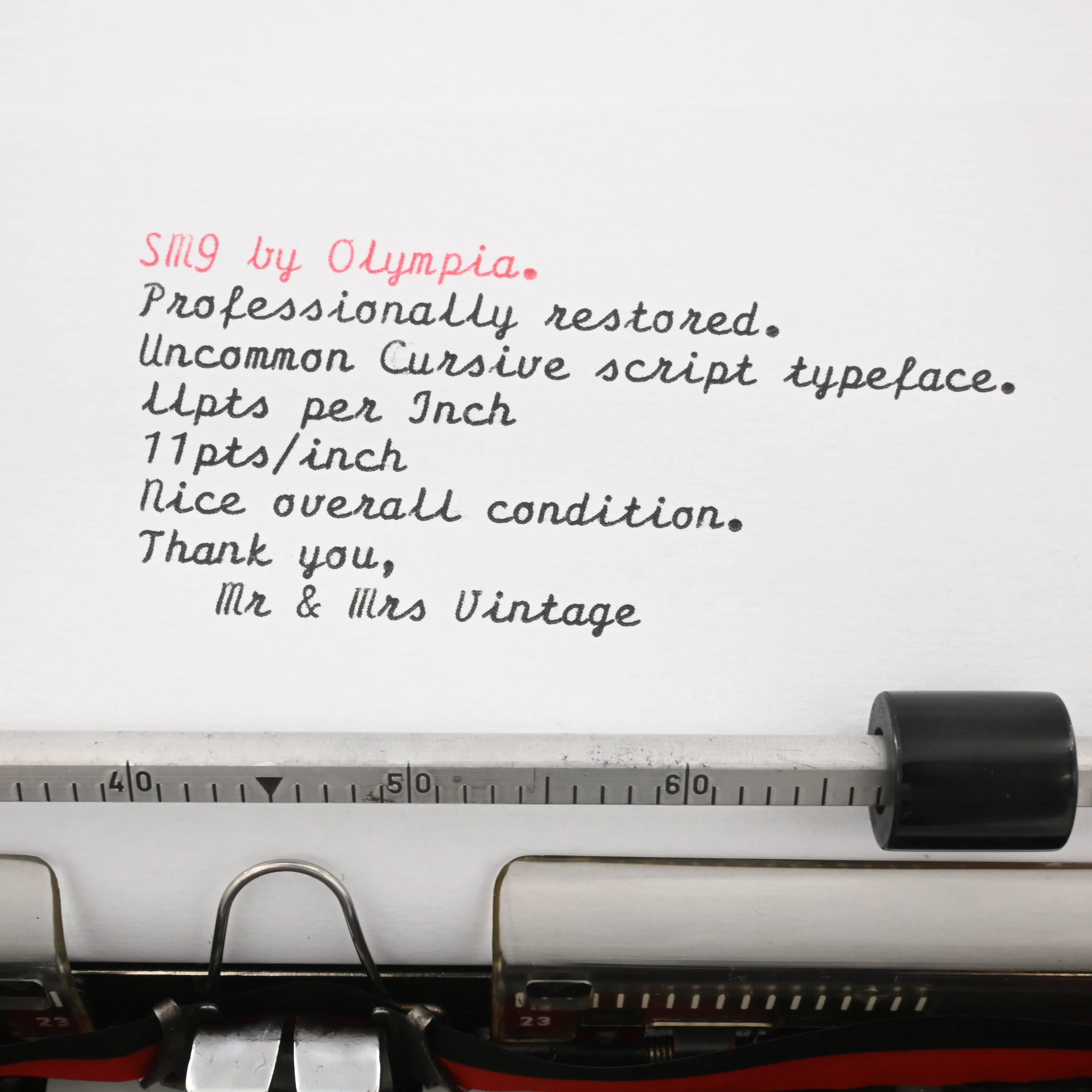 "Cursive" Olympia SM9 Typewriter