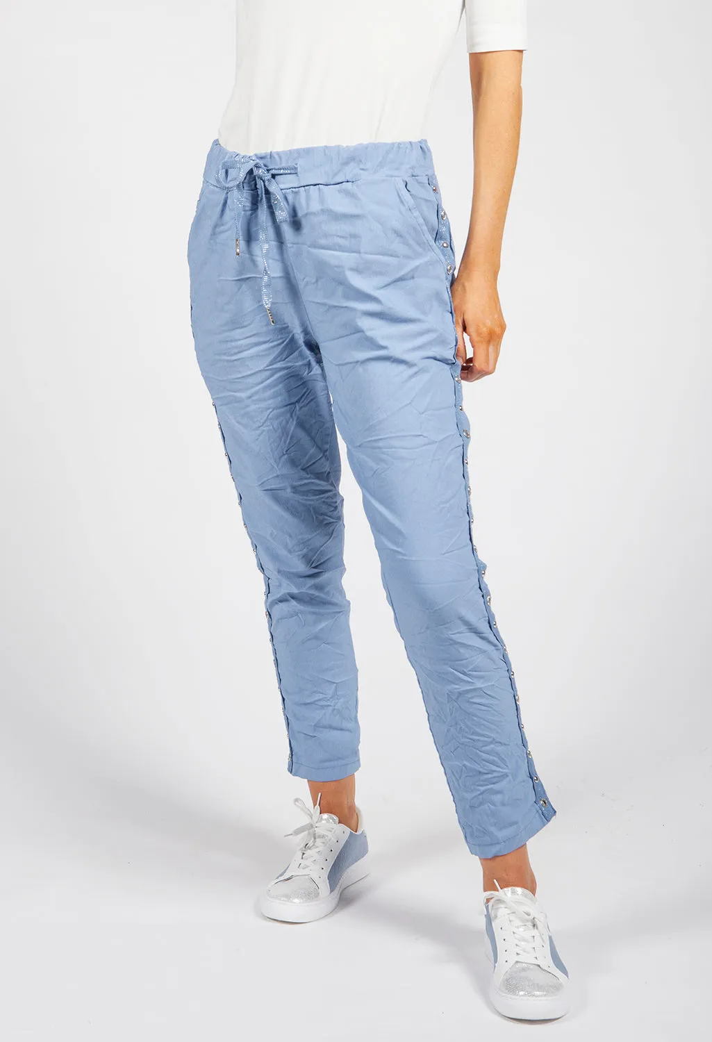 Steel Blue Ring Detail Joggers