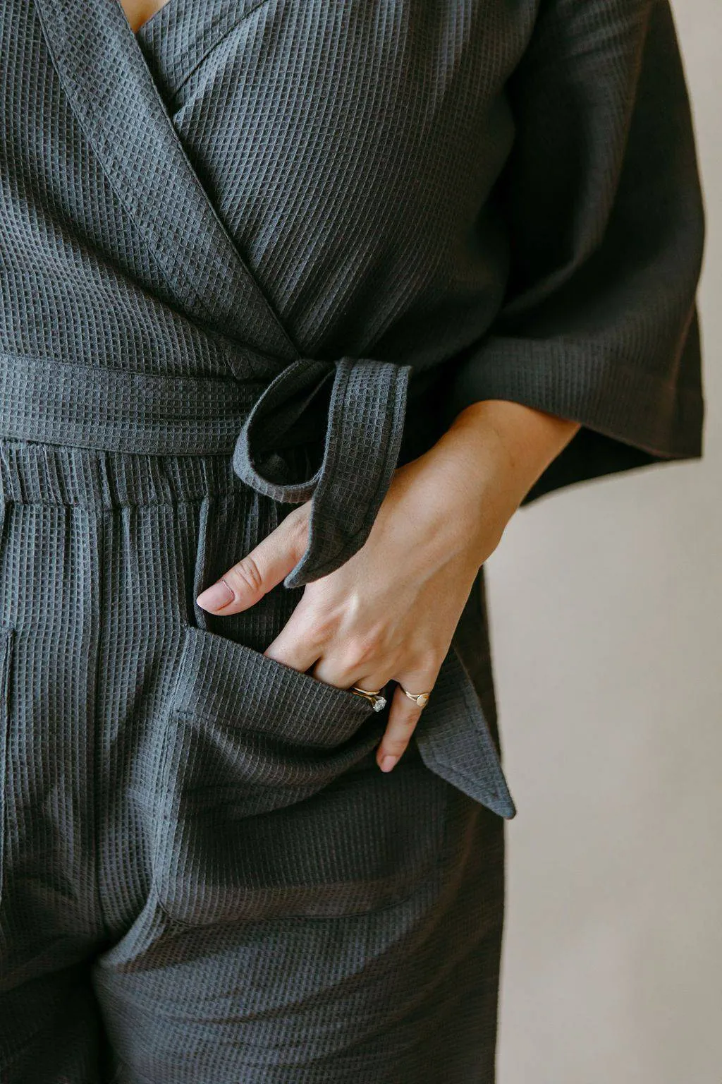 Waffle Romper (Charcoal)