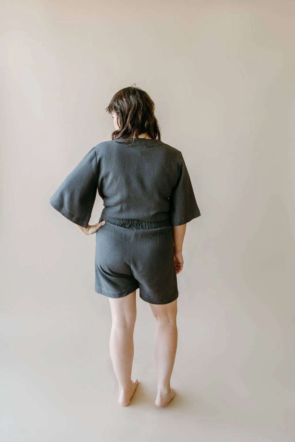 Waffle Romper (Charcoal)