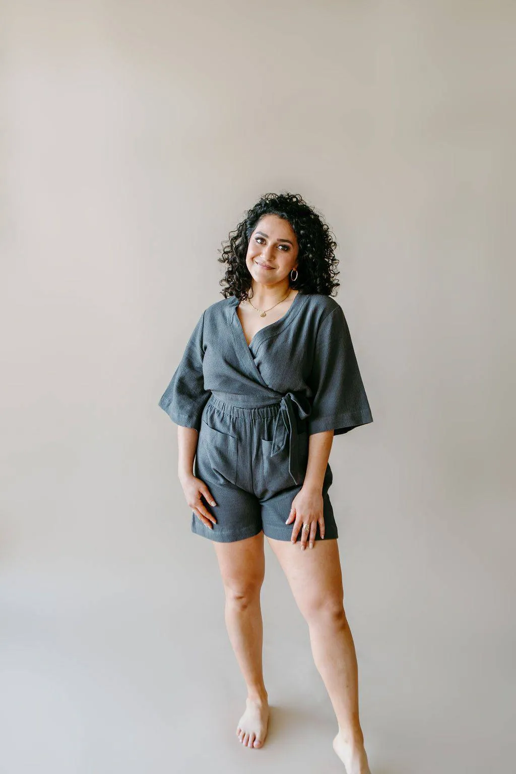 Waffle Romper (Charcoal)